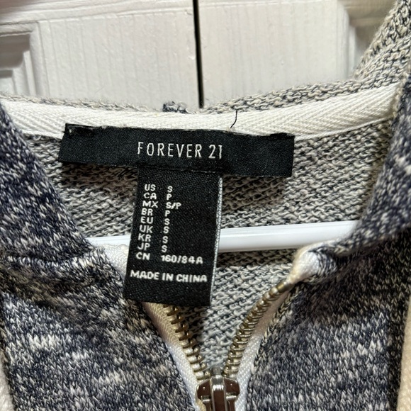 FOREVER 21 Women’s Zip Up Hooded Hoodie Sweatshirt Jacket - gray/blue, size S - Picture 3 of 3